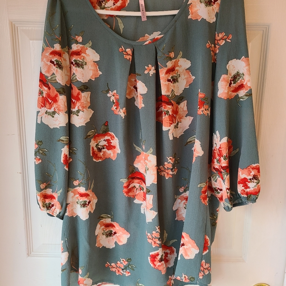 Cool Melon print tunic sz XL